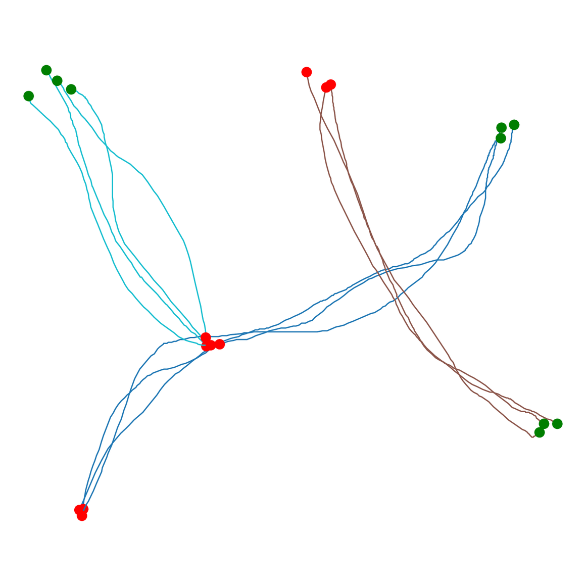 Raw expert trajectories for separate tasks in one workspace